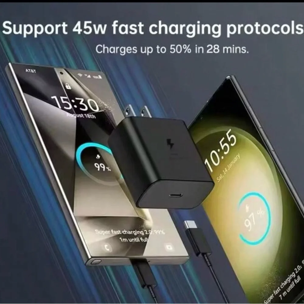 ⚡ 45W Fast Charger Type-C with USB-C Cable-Compatible with iPhone 15/16 Samsung